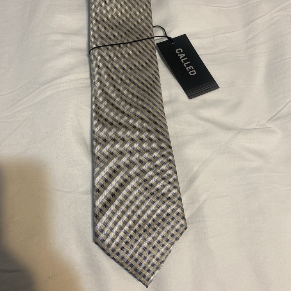 Called, LDS Tie - Blue, Tan, and Cream, Geometric design Missionary Tie Gift